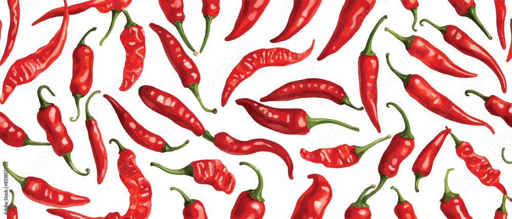 Poster Red Chili seamless pattern background3