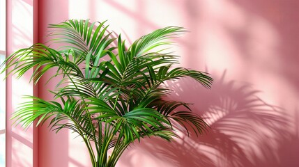  Palm tree shadow on pink wall
