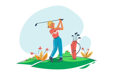 Man Playing Golf Illustration
