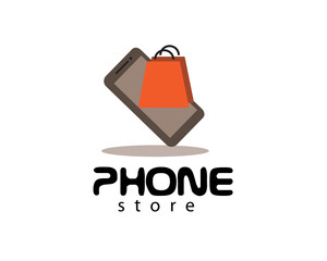 shopping bag and phone logo for mobile store