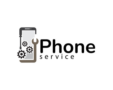 creative phone and gear logo for mobile service