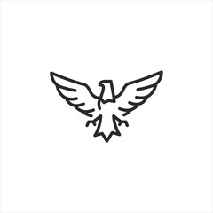 Fototapeta premium Eagle icon. Simple depiction of an eagle in flight, symbolizing power, freedom, and America's national pride. Suitable for patriotic materials, wildlife themes. Vector illustration