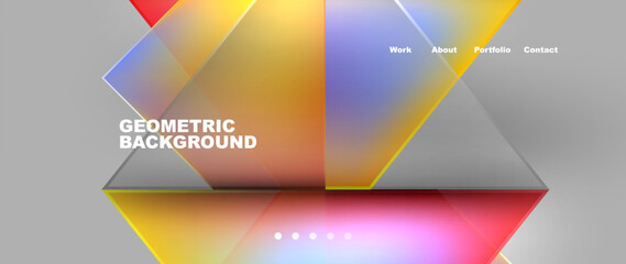 Flowing bright neon gradients geometric abstract background with triangles and lines. Fluid color pattern of color liquid gradient background for wallpaper, banner, background, card, landing page