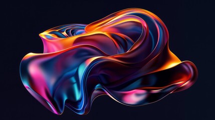 Obraz premium Vibrant abstract sculpture radiates with neon glow