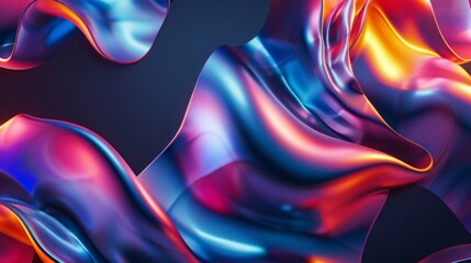 Vibrant hues merge, creating fluid abstract waves of color