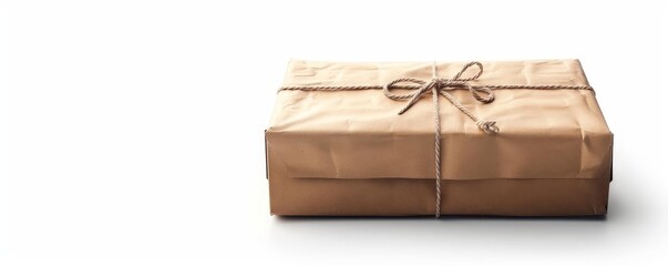 Shipping package with customs declaration, isolated on white background,