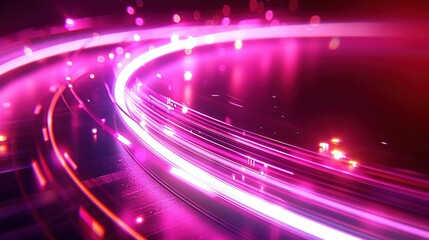    a city street at night with illuminated road markings and streetlights
