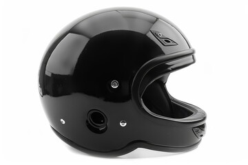 Fototapeta premium Black delivery bike helmet, isolated on white background,