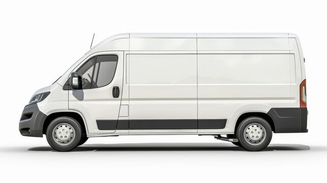 Delivery van front view, isolated on white background, 