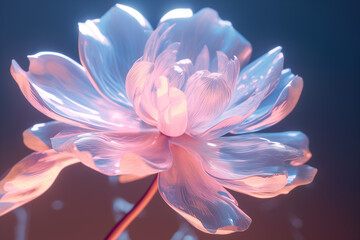 Translucent cyberpunk-style flower, embodying a fusion of technology and natural beauty in pastel hues