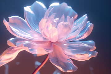 Fototapeta premium Translucent cyberpunk-style flower, embodying a fusion of technology and natural beauty in pastel hues