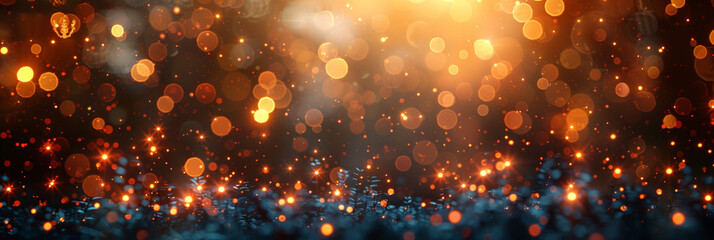 Obraz premium Abstract cream background with blurry festival lights and outdoor celebration bokeh