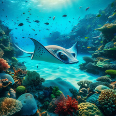 Fototapeta premium Coral reef and fish