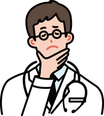 考える白衣の若い男性医者