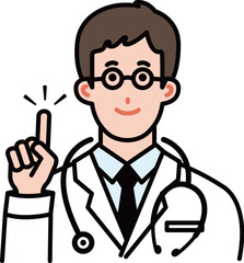 説明をする白衣の若い男性医者