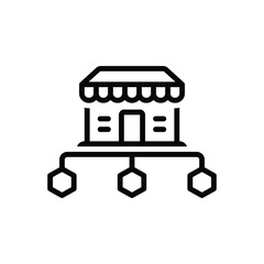 Black line icon for distribution 