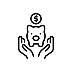 Black line icon for saving