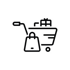 Black line icon for shopping 