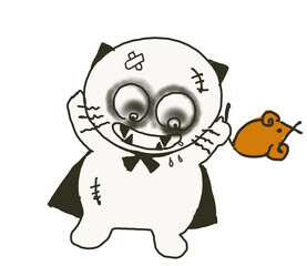 cartoon cat Halloween ghost