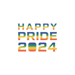  Vector Happy Pride Day month 2024 with a rainbow  logo flat design element 