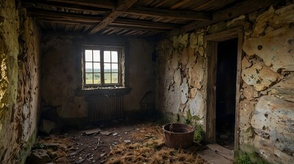 The mysteries hidden within the walls of an ancient, abandoned hut on the moors ai_generated