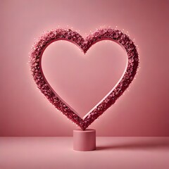 Romantic Pink Podium Heart Staircase Illustration for Valentine's Day Design with Love, Wedding, and Celebration Elements

