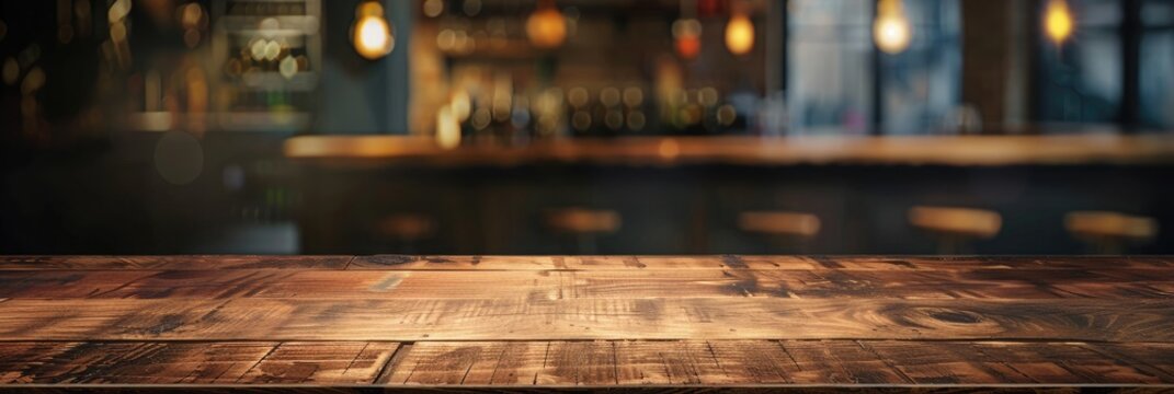 rustic wooden table with a vintage bokeh background