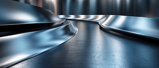 Silver stainless steel winding road
, silver luxury with a modern look background technology