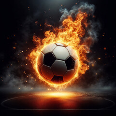 Fototapeta premium Soccer Ball Surrounded by Ring of Fire