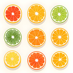 Fototapeta premium Set sticker of citrus fruits
