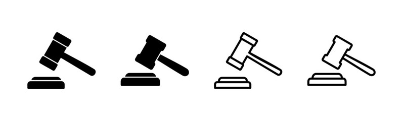 Gavel icon set. judge gavel icon vector. law icon vector. auction hammer