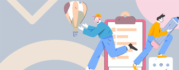 Invite friends to conduct questionnaire flat vector concept operation hand drawn illustration
