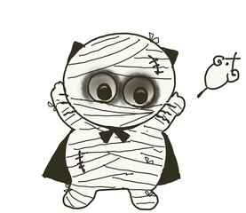 cartoon cat ghost Halloween 