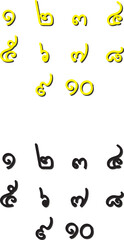 Fototapeta premium Thai number fonts decorate illustrations