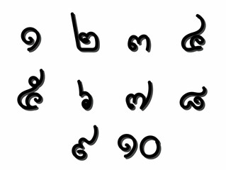 Thai number fonts decorate illustrations