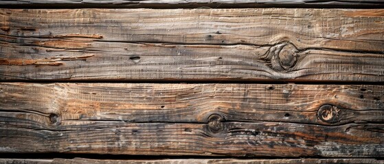 Rustic wooden texture background with weathered and aged wood planks, showing natural patterns and knots. Ideal for design and decoration themes.