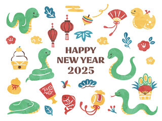 happy new year 2025 with snake