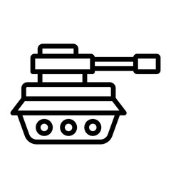 Toy Tank Vector Line Icon Design