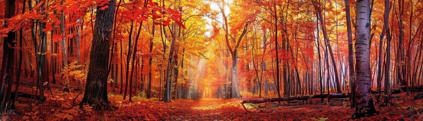 Fototapeta premium Sunlit Autumn Forest Pathway