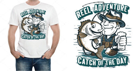 Fishing a unique T shirt design vector .