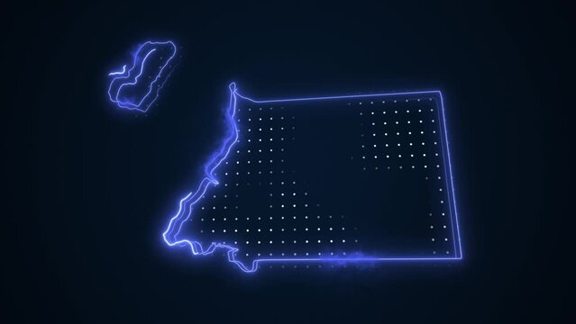 3D Moving Neon Blue Equatorial Guinea Map Borders Outline Loop Background