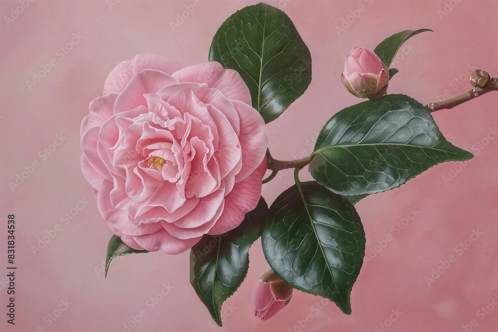 Wall mural pink rose in a vase