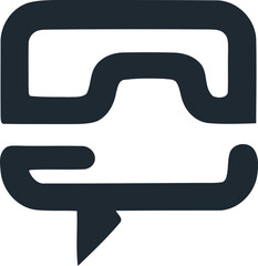Minimalist Design of a Stylized Speech and Chat Bubble Icon.