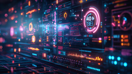 Fototapeta premium A future with holographic medical data, charts and graphs