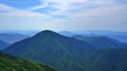 Naklejka premium Beautiful summer scenery of Gajisan Mountain in Korea