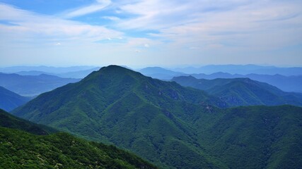 Fototapeta premium Beautiful summer scenery of Gajisan Mountain in Korea