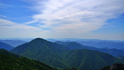 Naklejka premium Beautiful summer scenery of Gajisan Mountain in Korea