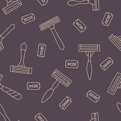 Outline Razor Blade Shaving Seamless Pattern Vector illustration for Print, Wallpaper, Decoration.