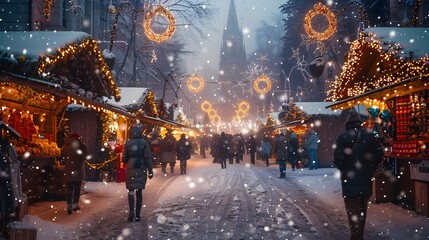 Traditional German Christmas Market Night in K