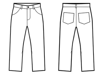 Black and white drawing of pants on white background